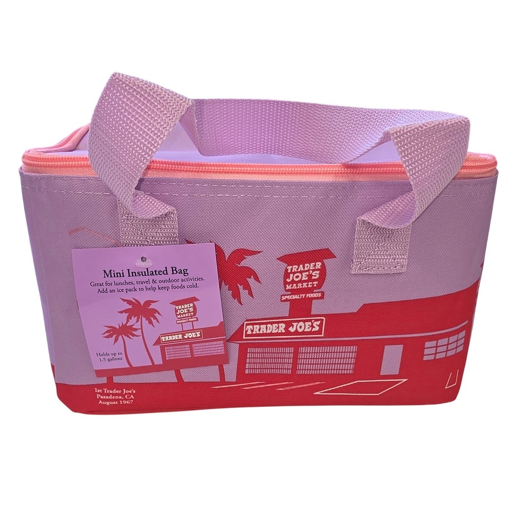 NWT Trader Joes Mini Insulated Bag Purple Magenta California 1.5 Gallon